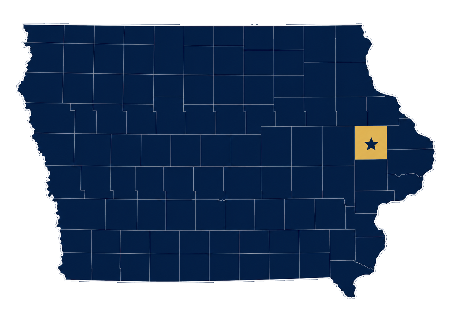 Map of Iowa highlighting Jones County